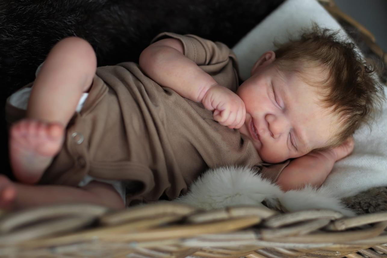 Zero Pam®️18 Zoll große, lebensechte Reborn-Babypuppen, Ganzkörper-Silikon-Vinyl-Babypuppen, anatomisch korrekte Baby-Mädchenpuppen mit braunem Haar für Kinder