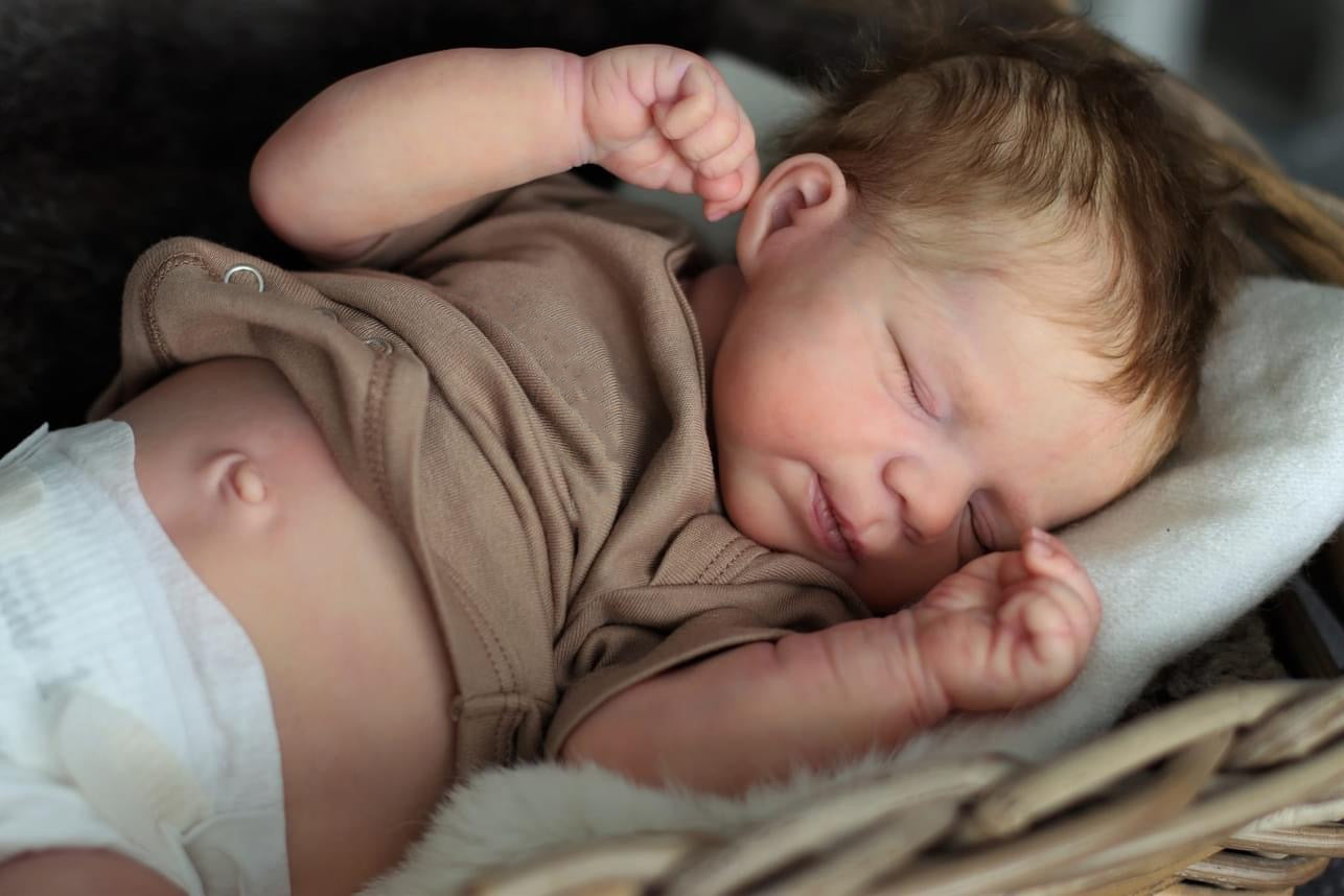 Zero Pam®️18 Zoll große, lebensechte Reborn-Babypuppen, Ganzkörper-Silikon-Vinyl-Babypuppen, anatomisch korrekte Baby-Mädchenpuppen mit braunem Haar für Kinder