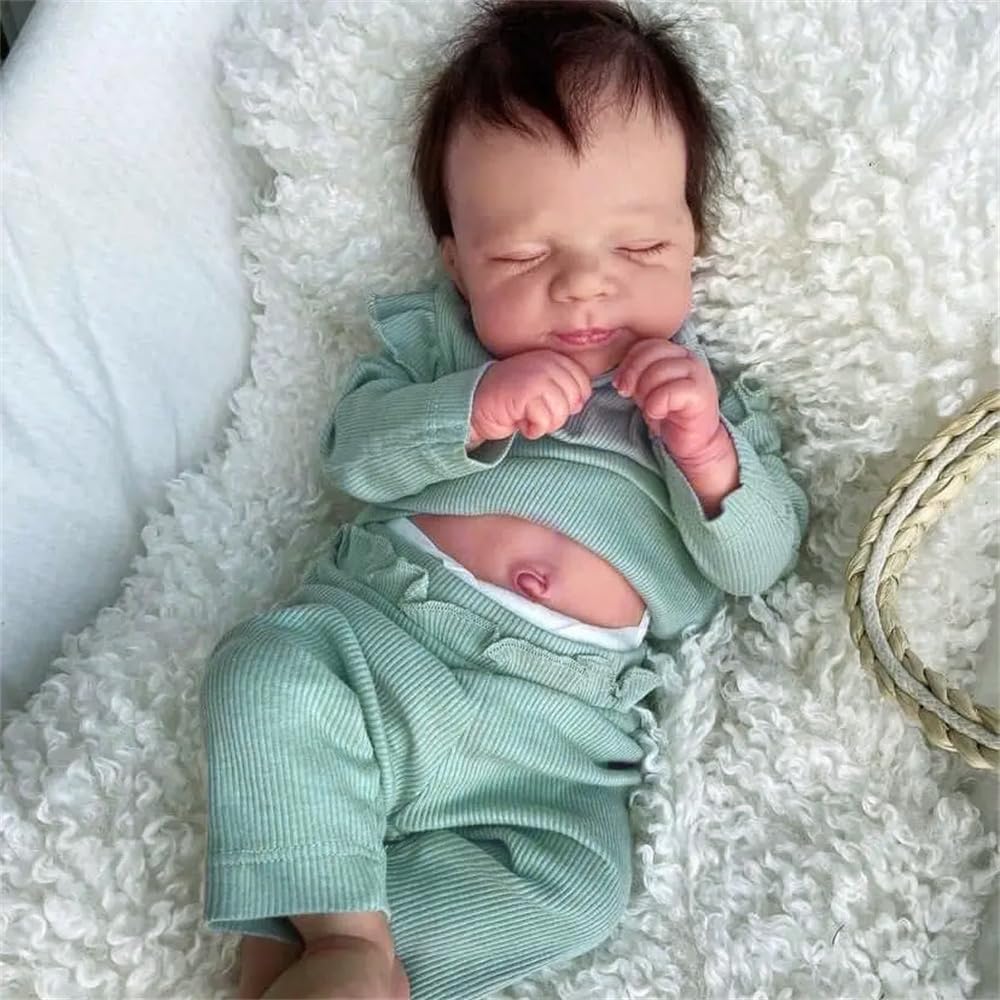 Zero Pam®️ Augen geschlossen weiche Reborn-Puppen lebensecht 18 Zoll 45 cm Ganzkörper-Silikon-Vinyl echtes Baby realistische Neugeborenen Babypuppen Mädchen Spielzeug Weihnachtsgeschenk