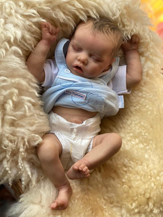 Zero Pam®️Lebensechte Reborn-Babypuppen – 18 Zoll, fühlt sich wie ein echtes Baby an – Neugeborenen-Babypuppen, entzückende schlafende Babypuppen im echten Leben mit echten Adern für Kinder ab 3 Jahren