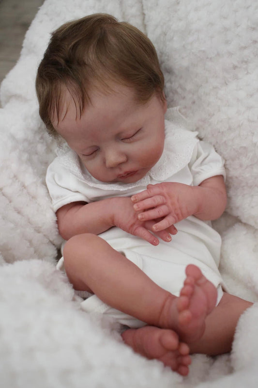 Zero Pam®️Handgefertigte Reborn-Puppen, die echt aussehen. 18 Zoll große, lebensechte Reborn-Babypuppen mit handgeknüpftem braunem Haar, für Kinder ab 3 Jahren