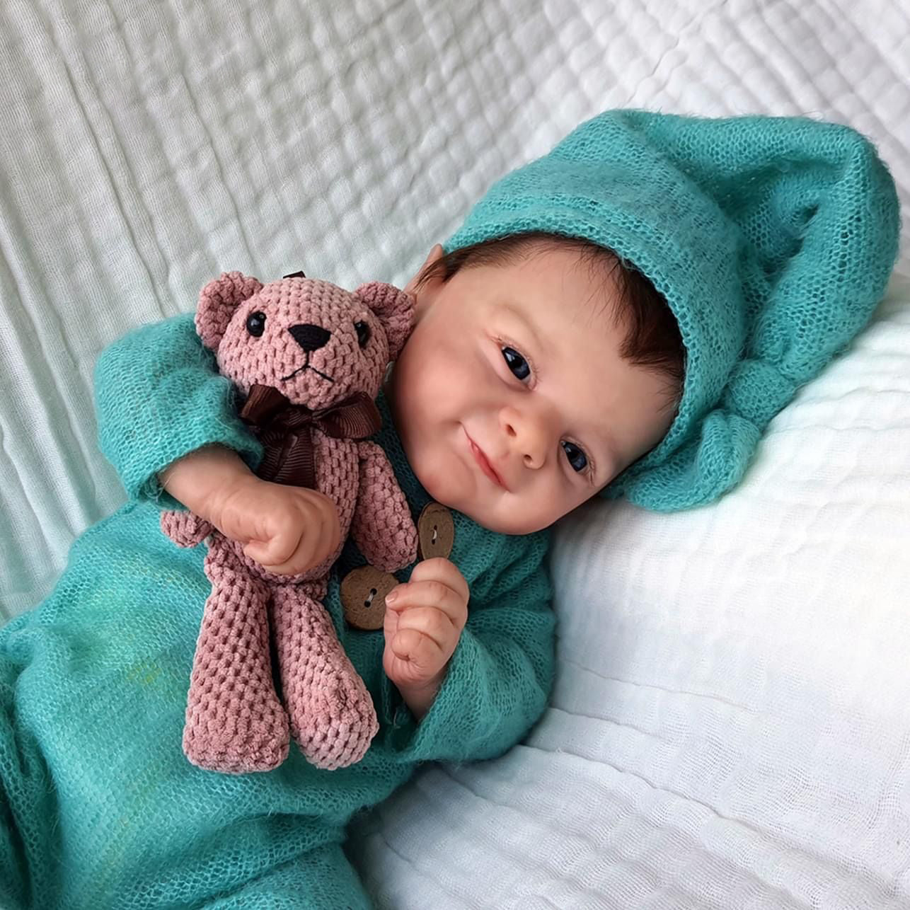 Zero Pam®️Lebensechte Reborn-Babypuppen – 18 Zoll – Echtes Babygefühl – Realistische Neugeborenen-Babypuppen – Bezaubernde, lächelnde Babypuppen aus dem echten Leben mit Geschenk für Kinder ab 3 Jahren