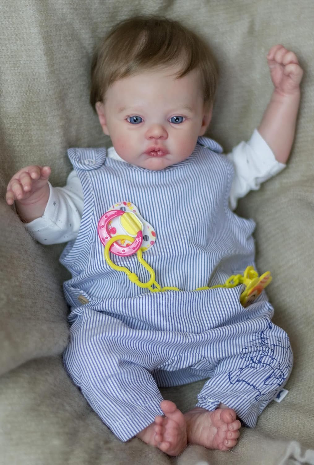 Zero Pam®️45 cm Reborn Babypuppen Junge Silikon Vinyl Ganzkörper Realistische Neugeborenen Kleinkind Puppe mit handgeknüpftem braunem Haar Anatomisch korrekte waschbare Spielzeug-Gifs