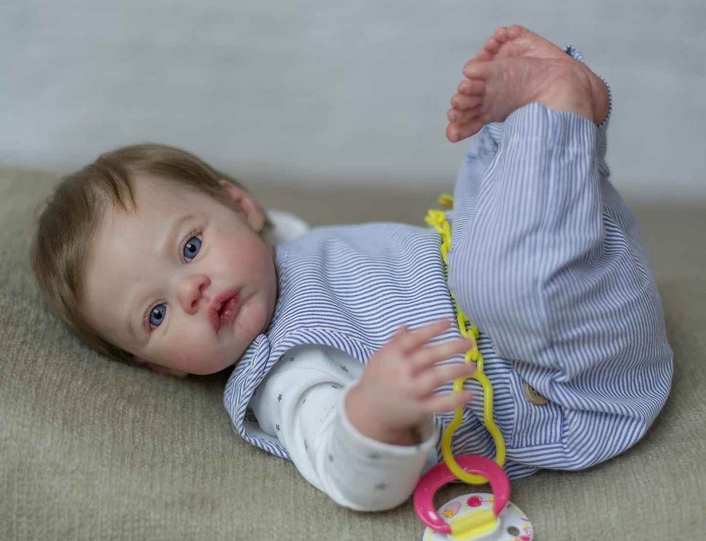 Zero Pam®️45 cm Reborn Babypuppen Junge Silikon Vinyl Ganzkörper Realistische Neugeborenen Kleinkind Puppe mit handgeknüpftem braunem Haar Anatomisch korrekte waschbare Spielzeug-Gifs