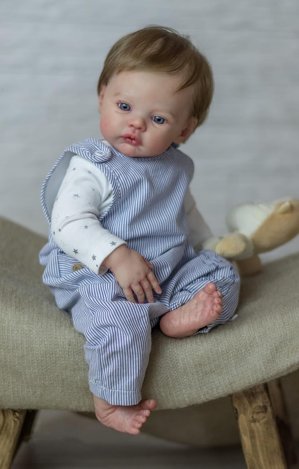 Zero Pam®️45 cm Reborn Babypuppen Junge Silikon Vinyl Ganzkörper Realistische Neugeborenen Kleinkind Puppe mit handgeknüpftem braunem Haar Anatomisch korrekte waschbare Spielzeug-Gifs