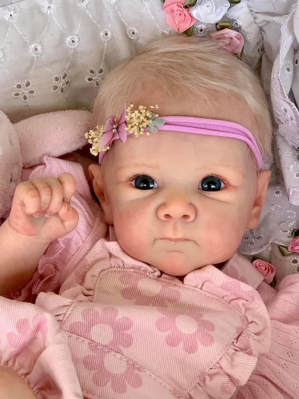 Zero Pam®️45 cm große, realistische Reborn-Babypuppen – Zero Pam handgeknüpftes blondes Haar – handgefertigte, lebensechte Neugeborenen-Babypuppen mit blauen Augen