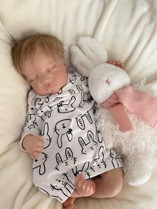 Zero Pam®️48CM Reborn Babypuppen Weicher Körper Realistische Babypuppe mit handgeknüpftem blondem Haar Spielzeug Geschenke für Kinder