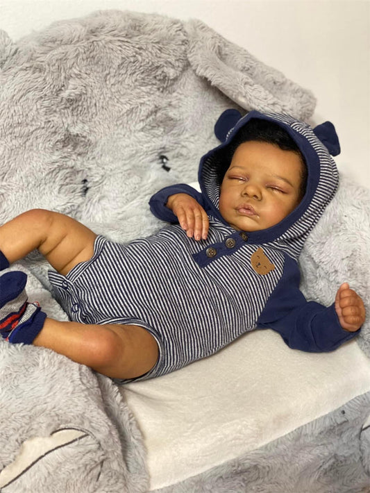 Zero Pam®️19 Zoll große afroamerikanische Reborn-Babypuppen, realistische echte neugeborene schwarze Reborn-Kleinkindpuppen mit lebensechten Adern