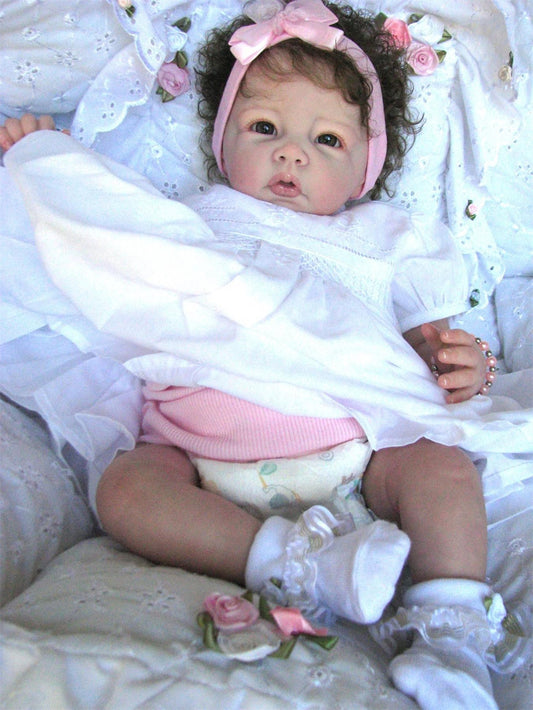 Zero Pam®️50 cm große, wiedergeborene Babypuppen, 50,8 cm, realistische Neugeborenen-Kleinkind-Prinzessinnen-Mädchenpuppe, hochwertige 3D-Haut mit verwurzeltem Haar