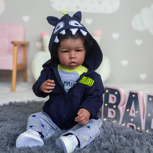 Zero Pam®️ 20" realistische Reborn-Jungenpuppe - Weiches Vinyl, realistische Reborn-Puppen, Junge Liam, dunkle Haut, Babypuppe mit Kleidung