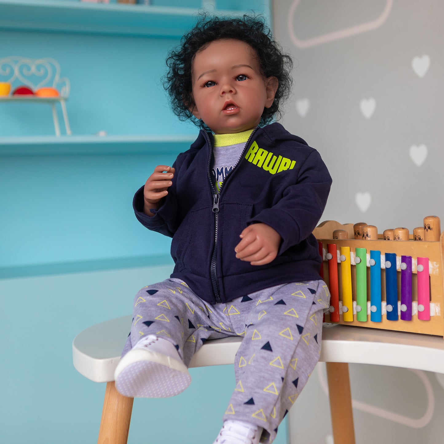 Zero Pam®️ 20" realistische Reborn-Jungenpuppe - Weiches Vinyl, realistische Reborn-Puppen, Junge Liam, dunkle Haut, Babypuppe mit Kleidung