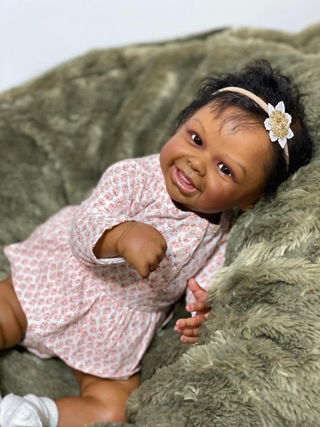 Zero Pam®️ 20 Zoll großes, lebensechtes, wiedergeborenes schwarzes Mädchen – realistische, neugeborene, lebensechte Babypuppen, Afroamerikanerin mit 3D-Haut, Spielzeug, Geschenk für Kinder ab 3 Jahren