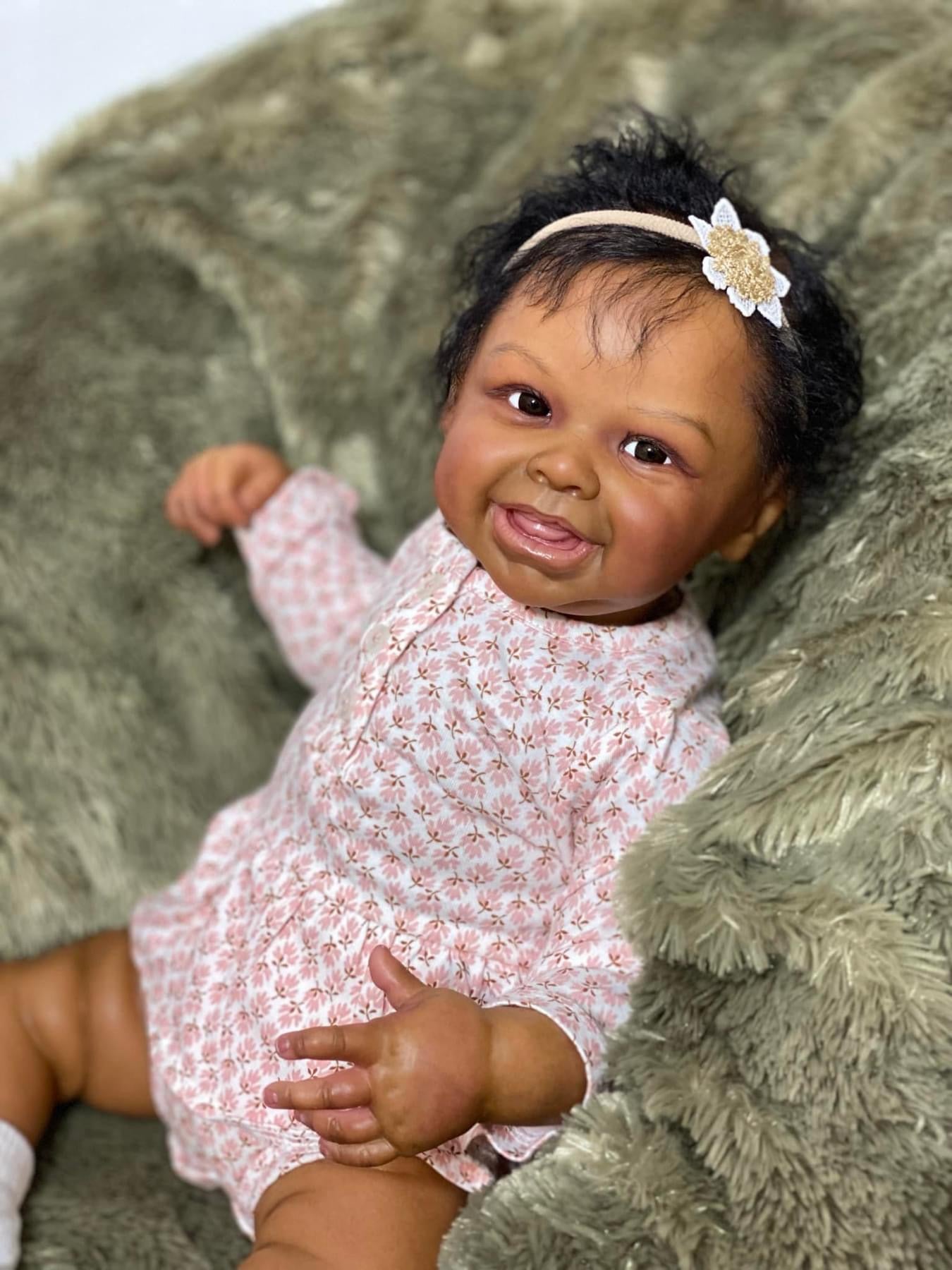 Zero Pam®️ 20 Zoll großes, lebensechtes, wiedergeborenes schwarzes Mädchen – realistische, neugeborene, lebensechte Babypuppen, Afroamerikanerin mit 3D-Haut, Spielzeug, Geschenk für Kinder ab 3 Jahren