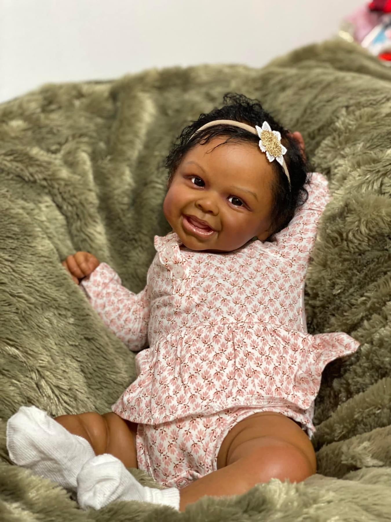 Zero Pam®️ 20 Zoll großes, lebensechtes, wiedergeborenes schwarzes Mädchen – realistische, neugeborene, lebensechte Babypuppen, Afroamerikanerin mit 3D-Haut, Spielzeug, Geschenk für Kinder ab 3 Jahren