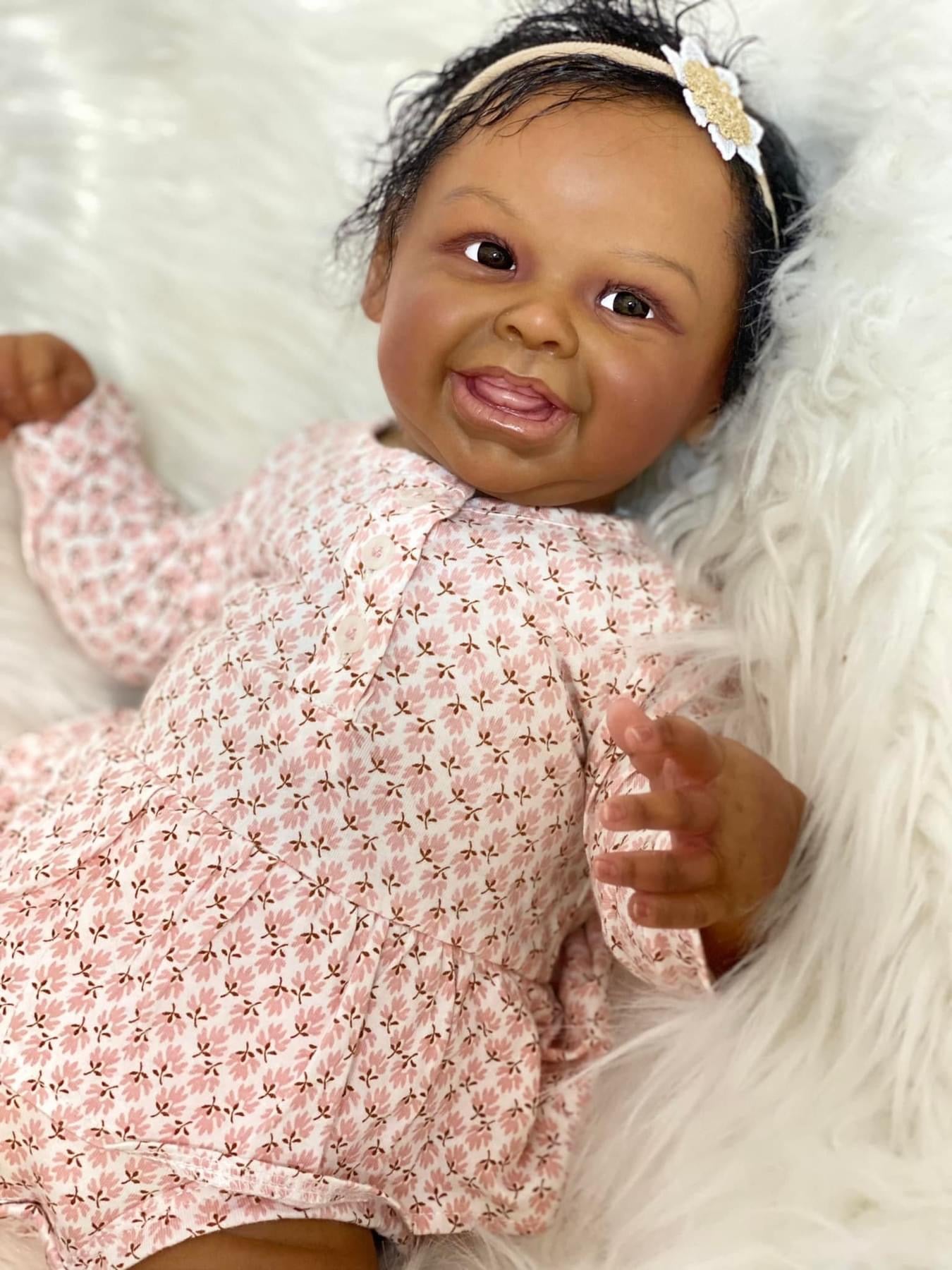 Zero Pam®️ 20 Zoll großes, lebensechtes, wiedergeborenes schwarzes Mädchen – realistische, neugeborene, lebensechte Babypuppen, Afroamerikanerin mit 3D-Haut, Spielzeug, Geschenk für Kinder ab 3 Jahren