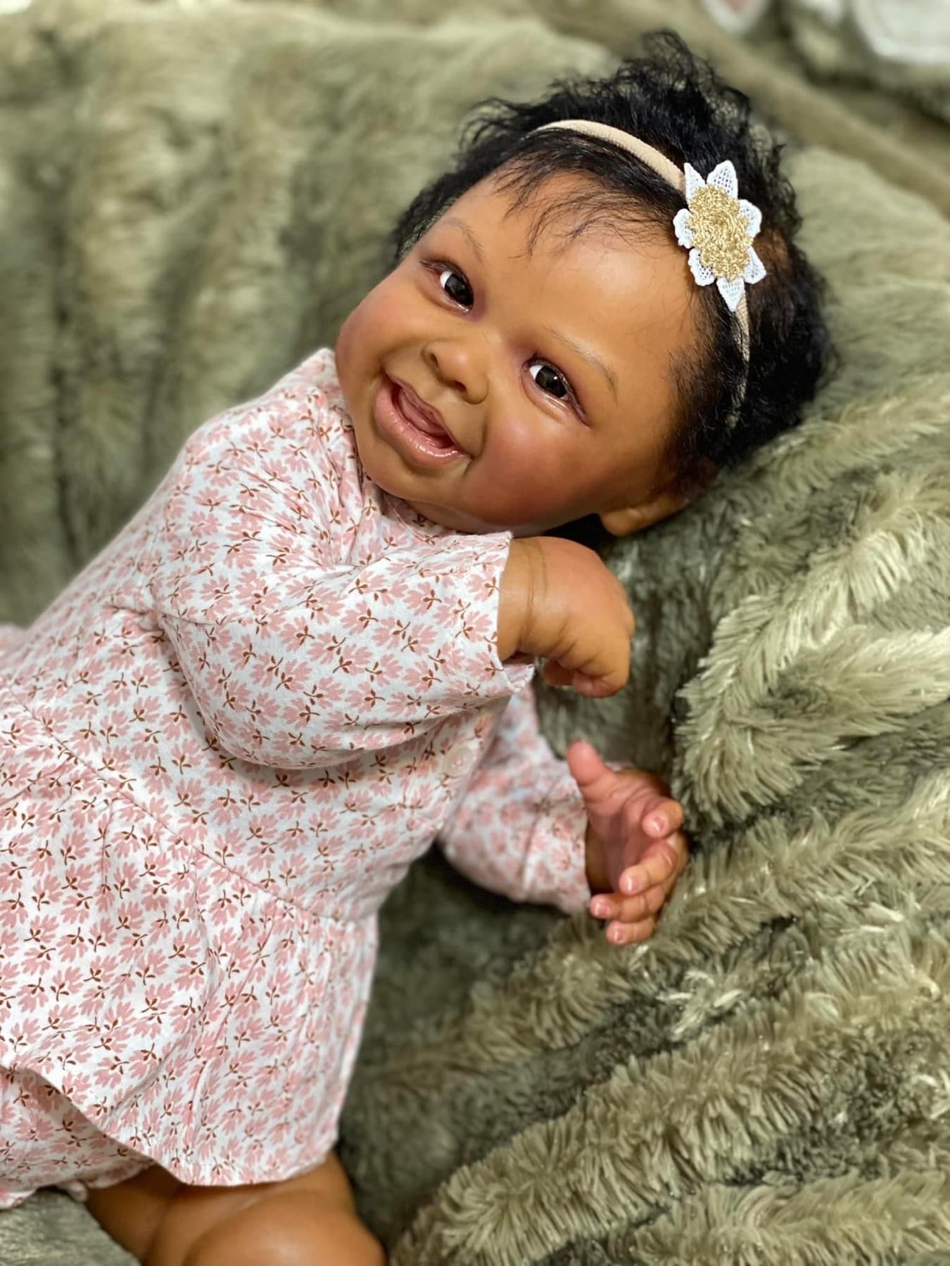 Zero Pam®️ 20 Zoll großes, lebensechtes, wiedergeborenes schwarzes Mädchen – realistische, neugeborene, lebensechte Babypuppen, Afroamerikanerin mit 3D-Haut, Spielzeug, Geschenk für Kinder ab 3 Jahren