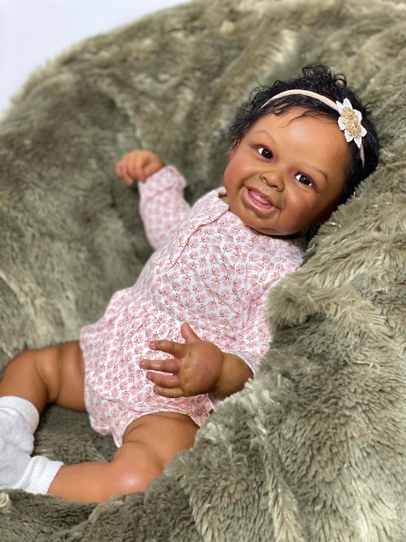 Zero Pam®️ 20 Zoll großes, lebensechtes, wiedergeborenes schwarzes Mädchen – realistische, neugeborene, lebensechte Babypuppen, Afroamerikanerin mit 3D-Haut, Spielzeug, Geschenk für Kinder ab 3 Jahren