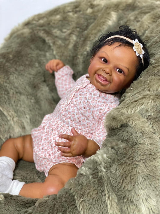 Zero Pam®️ 20 Zoll großes, lebensechtes, wiedergeborenes schwarzes Mädchen – realistische, neugeborene, lebensechte Babypuppen, Afroamerikanerin mit 3D-Haut, Spielzeug, Geschenk für Kinder ab 3 Jahren