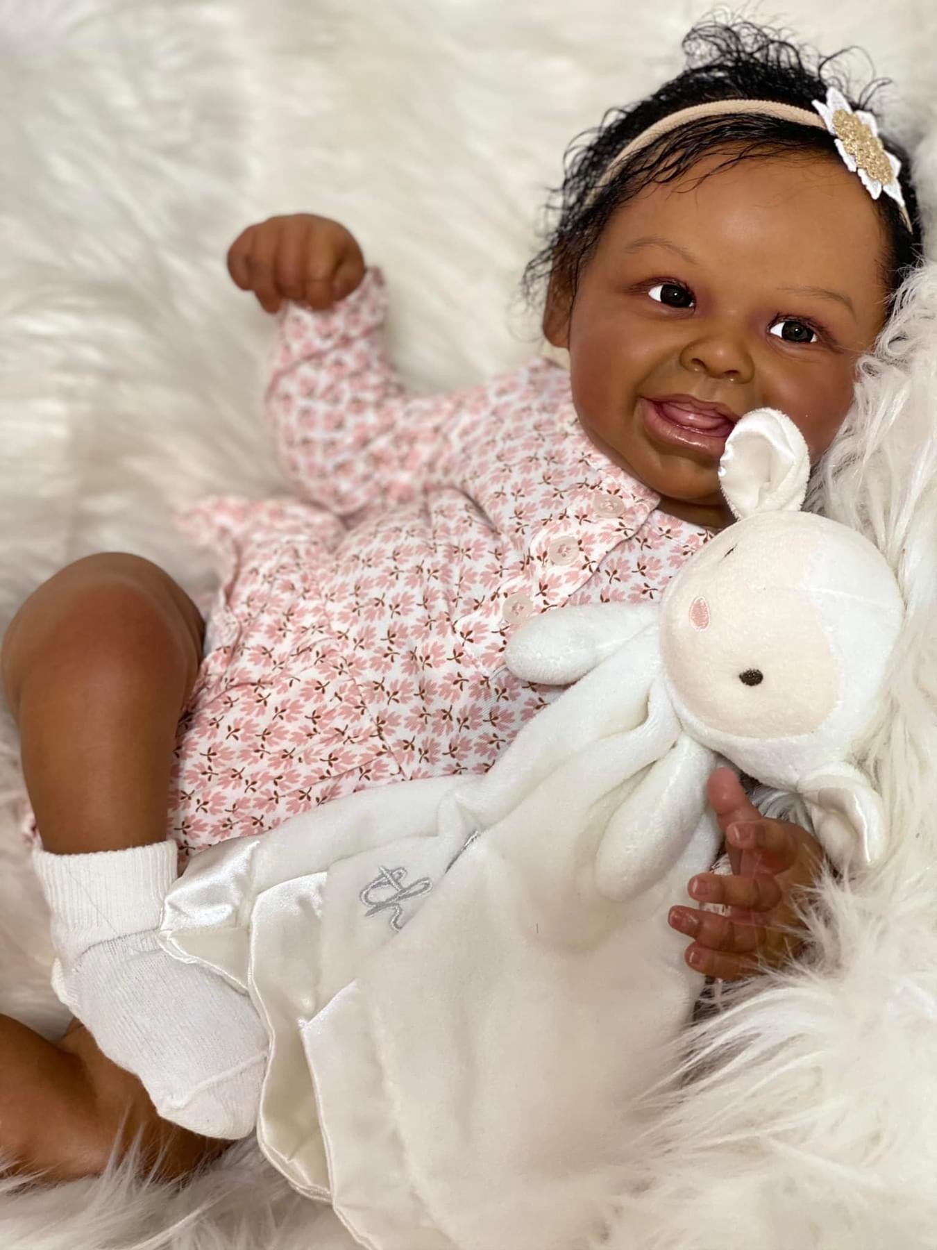 Zero Pam®️ 20 Zoll großes, lebensechtes, wiedergeborenes schwarzes Mädchen – realistische, neugeborene, lebensechte Babypuppen, Afroamerikanerin mit 3D-Haut, Spielzeug, Geschenk für Kinder ab 3 Jahren