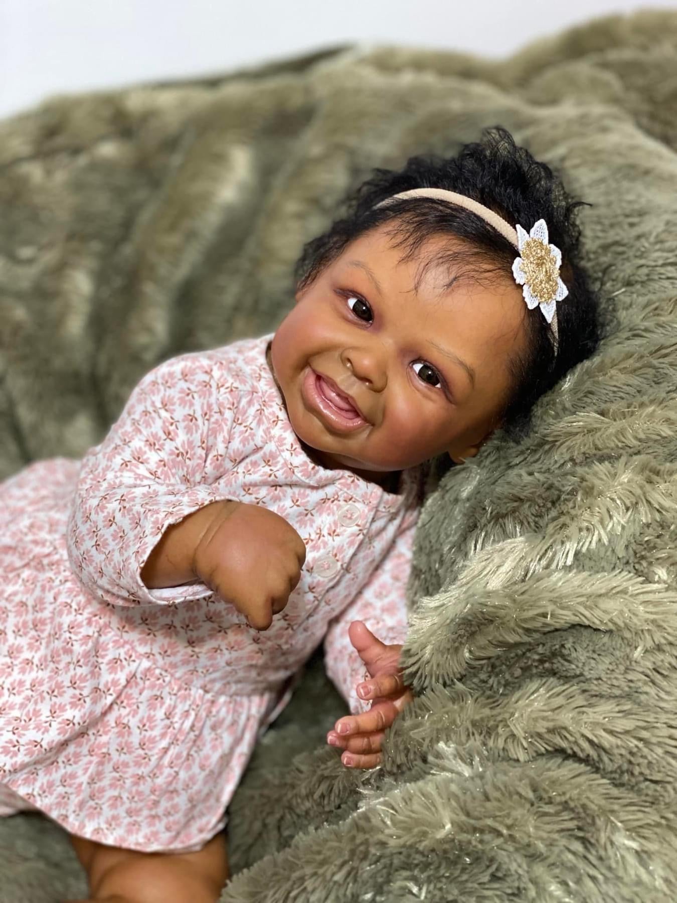 Zero Pam®️ 20 Zoll großes, lebensechtes, wiedergeborenes schwarzes Mädchen – realistische, neugeborene, lebensechte Babypuppen, Afroamerikanerin mit 3D-Haut, Spielzeug, Geschenk für Kinder ab 3 Jahren