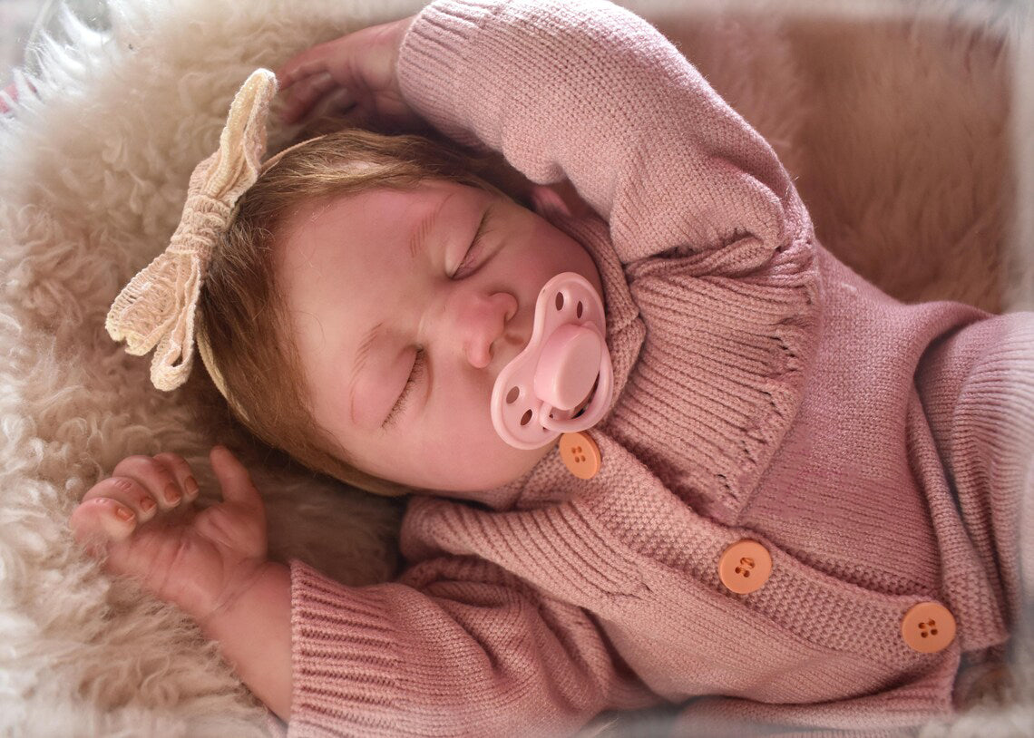 Zero Pam®️Look Real Neugeborene Babypuppen Realistische lebensechte Reborn Babypuppen 22 Zoll Weicher Stoffkörper Mit handgeknüpftem Haar Geburtstags-Weihnachtsspielzeug-Geschenke