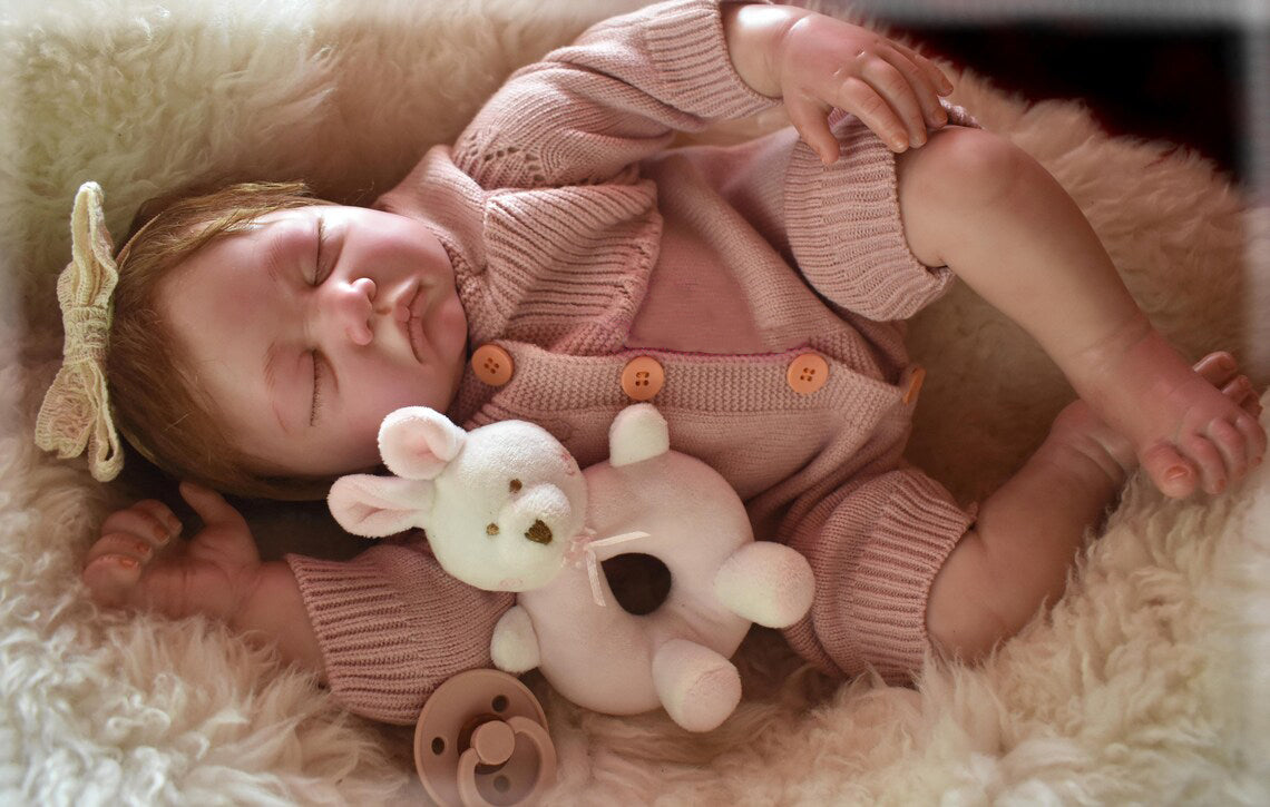 Zero Pam®️Look Real Neugeborene Babypuppen Realistische lebensechte Reborn Babypuppen 22 Zoll Weicher Stoffkörper Mit handgeknüpftem Haar Geburtstags-Weihnachtsspielzeug-Geschenke