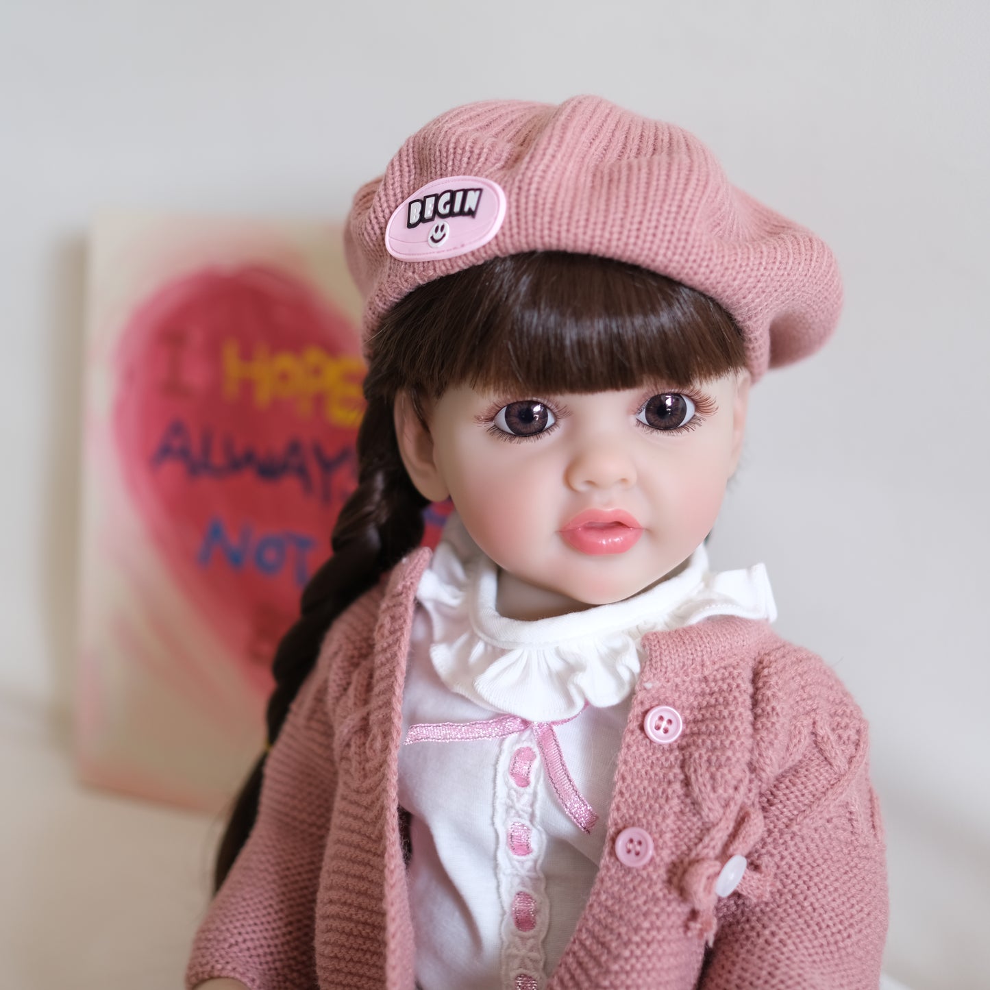 Zero Pam®️22 Zoll große, lebensechte Reborn-Babypuppen, Ganzkörper-Silikon-Vinyl-Babypuppen, anatomisch korrekte Baby-Mädchenpuppe mit langem Haar für Kinder