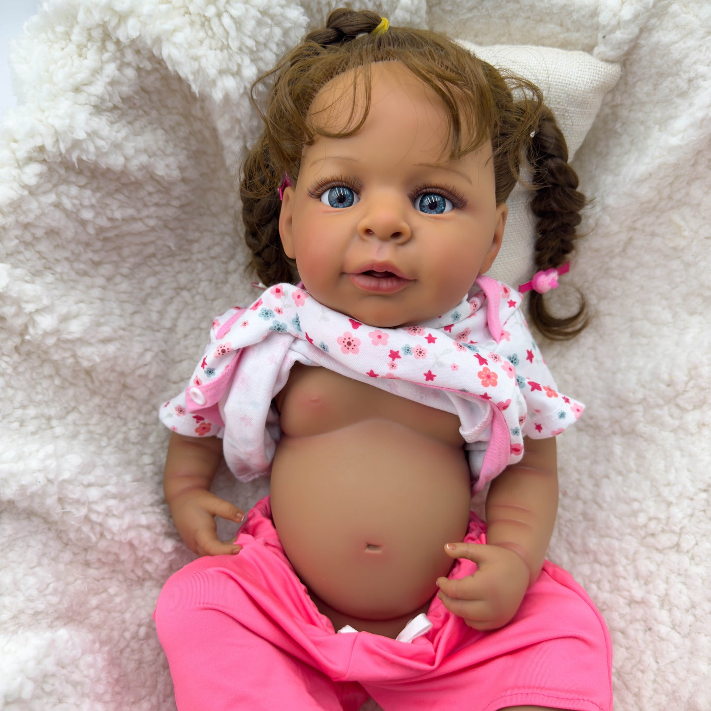 Zero Pam®️19 Zoll große, lebensechte Reborn-Babypuppen, schwarzes Mädchen – realistische, neugeborene, lebensechte Babypuppen mit handgeknüpftem Haar, afroamerikanische Puppenspielzeug-Geschenkset für Kinder ab 3 Jahren