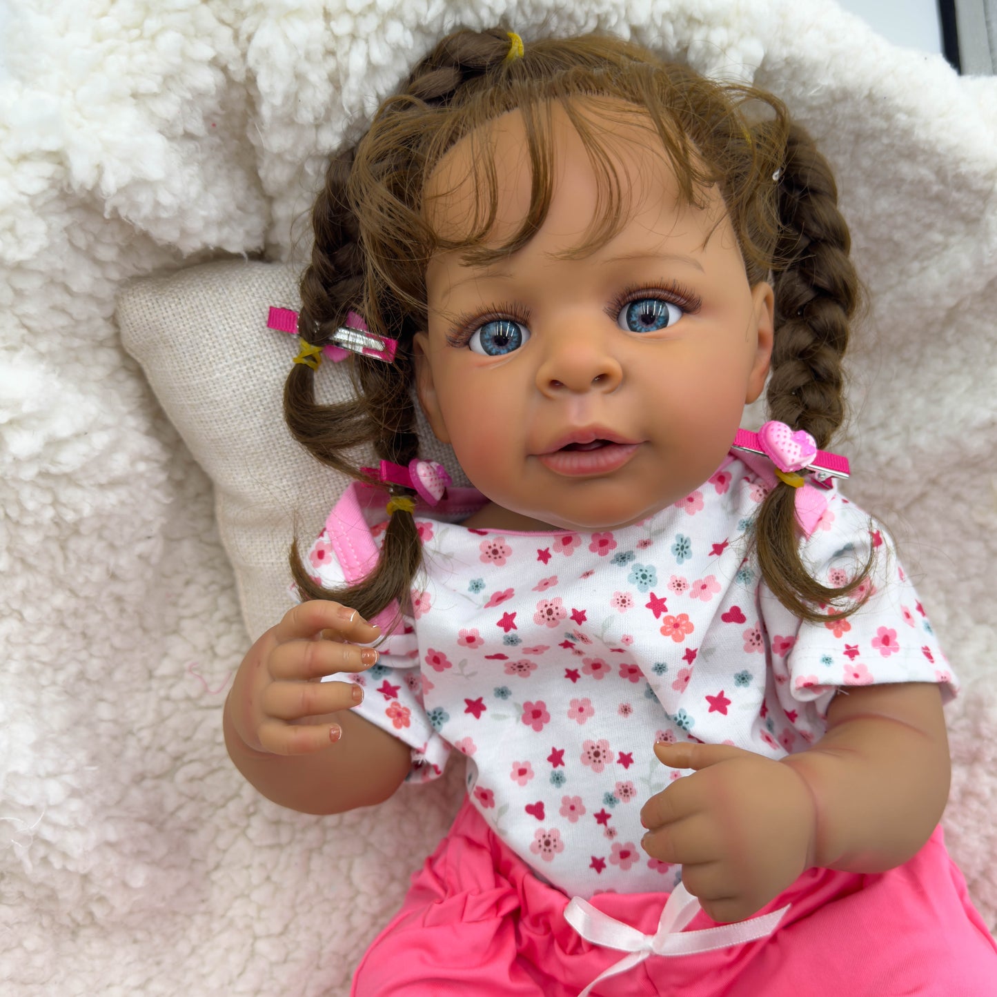 Zero Pam®️19 Zoll große, lebensechte Reborn-Babypuppen, schwarzes Mädchen – realistische, neugeborene, lebensechte Babypuppen mit handgeknüpftem Haar, afroamerikanische Puppenspielzeug-Geschenkset für Kinder ab 3 Jahren