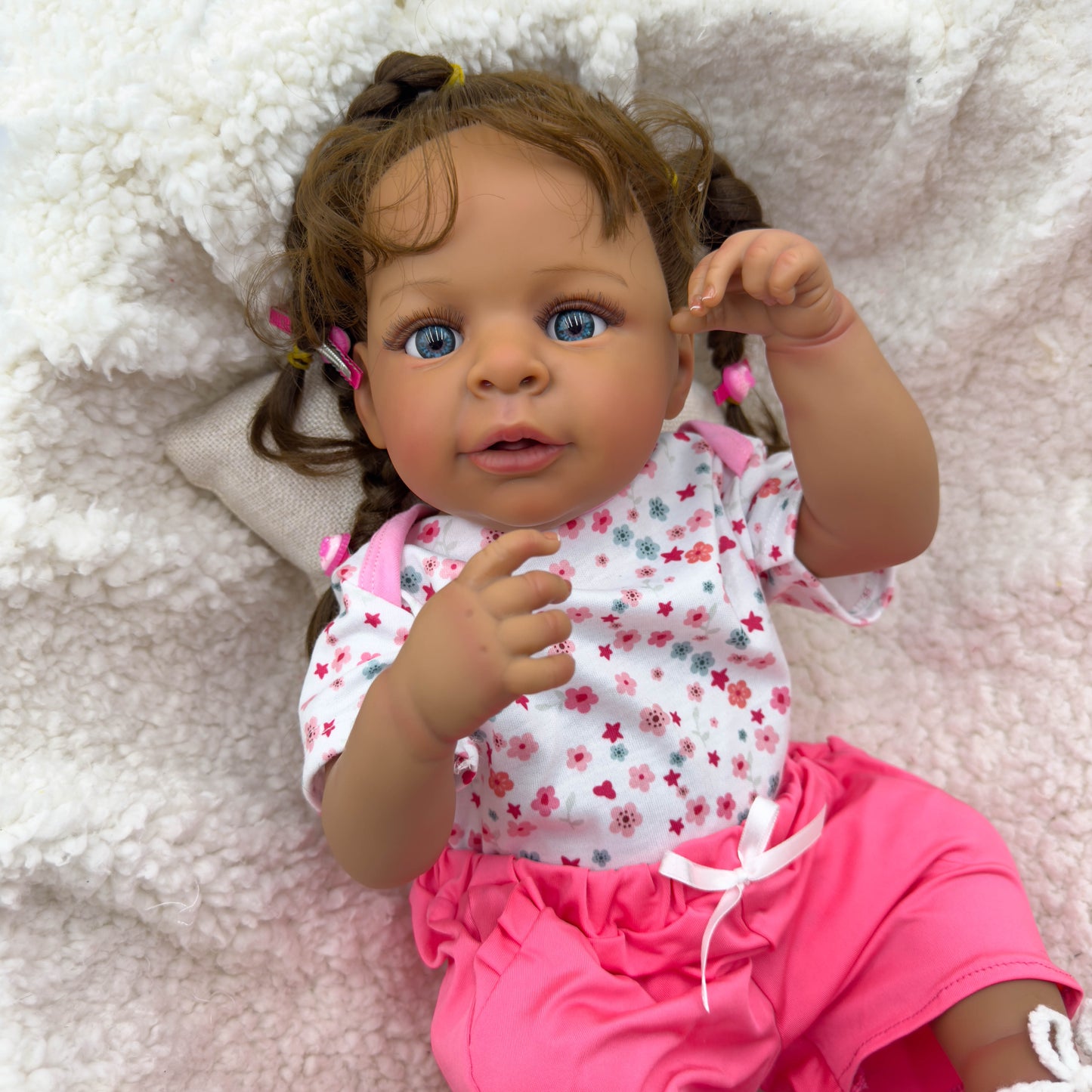 Zero Pam®️19 Zoll große, lebensechte Reborn-Babypuppen, schwarzes Mädchen – realistische, neugeborene, lebensechte Babypuppen mit handgeknüpftem Haar, afroamerikanische Puppenspielzeug-Geschenkset für Kinder ab 3 Jahren