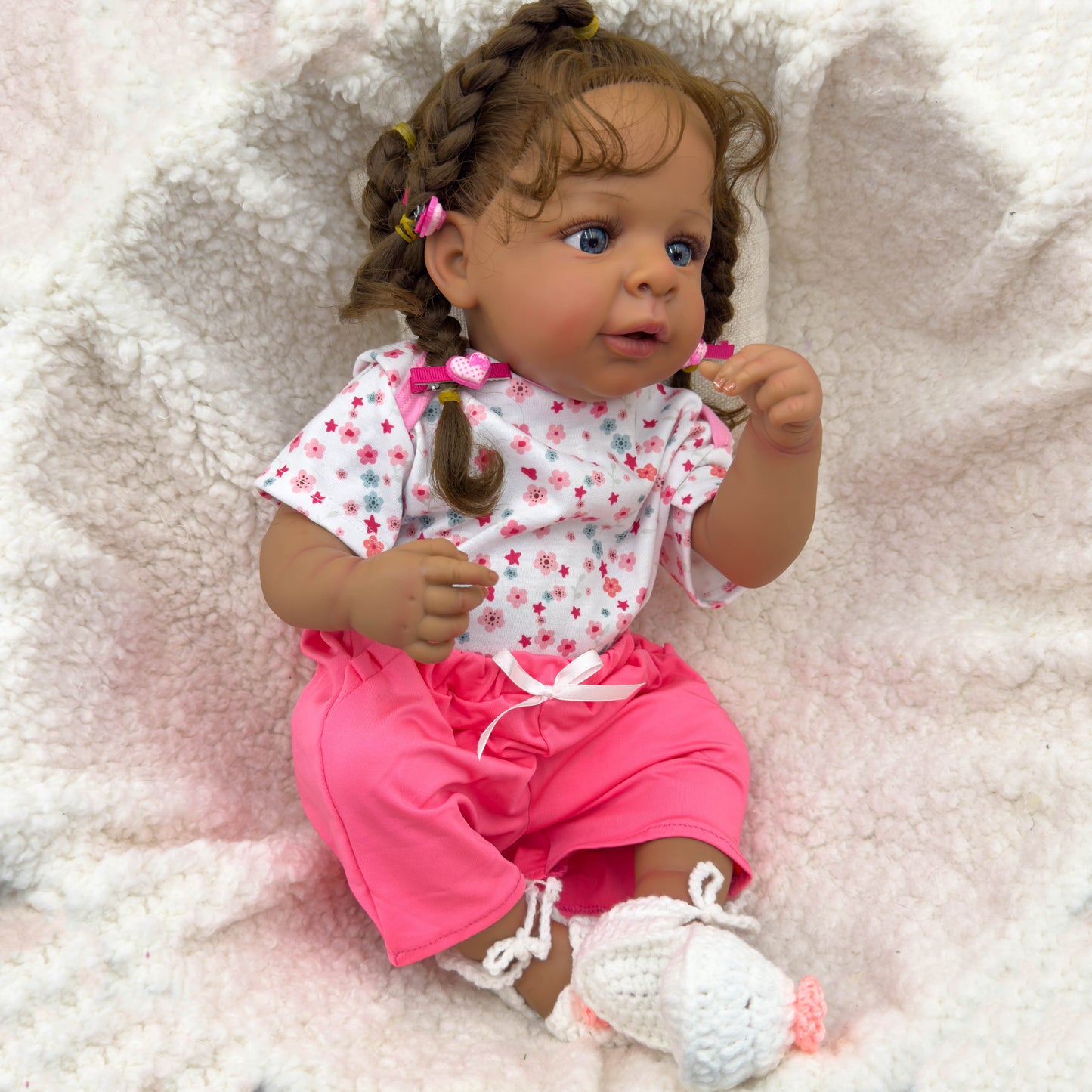 Zero Pam®️19 Zoll große, lebensechte Reborn-Babypuppen, schwarzes Mädchen – realistische, neugeborene, lebensechte Babypuppen mit handgeknüpftem Haar, afroamerikanische Puppenspielzeug-Geschenkset für Kinder ab 3 Jahren