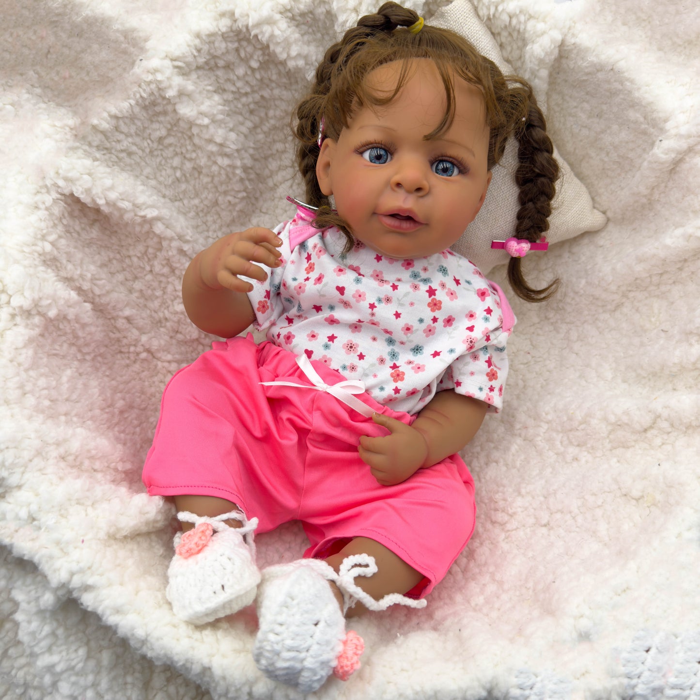 Zero Pam®️19 Zoll große, lebensechte Reborn-Babypuppen, schwarzes Mädchen – realistische, neugeborene, lebensechte Babypuppen mit handgeknüpftem Haar, afroamerikanische Puppenspielzeug-Geschenkset für Kinder ab 3 Jahren