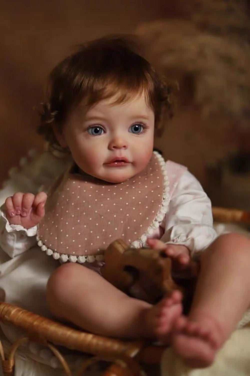 Zero Pam®️24 Zoll lebensechte Reborn-Babypuppen, realistische Neugeborenen-Babypuppen für Mädchen mit von Hand implantiertem braunem Haar, große Babygröße