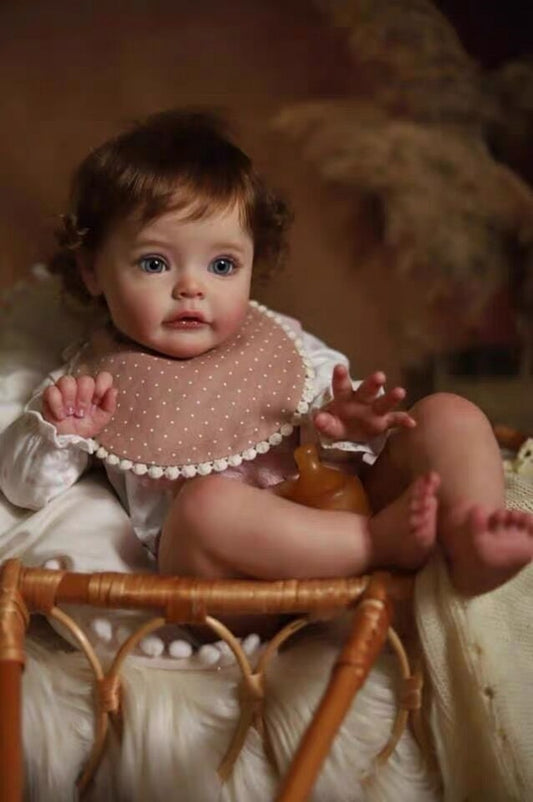 Zero Pam®️24 Zoll lebensechte Reborn-Babypuppen, realistische Neugeborenen-Babypuppen für Mädchen mit von Hand implantiertem braunem Haar, große Babygröße