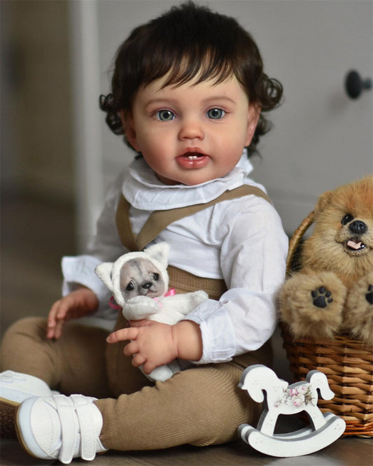 Zero Pam®️60 cm 24 Zoll mollige Reborn-Puppen mit bemalter 3D-Hautoptik, echte Reborn-Babypuppen, handgefertigt, gerootetes Haar, Neugeborenenpuppe, große Babygröße