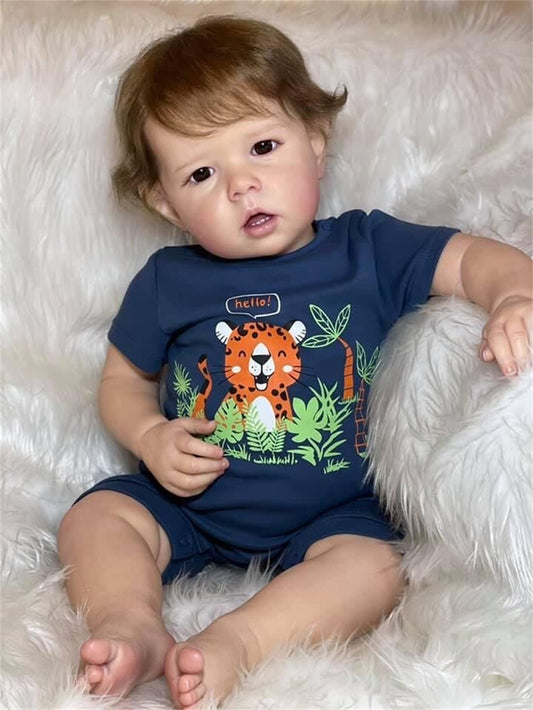 Zero Pam®️Realistische Reborn-Babypuppen, Ganzkörper-Silikon, 50,8 cm, handgeknüpftes Haar, lebensechte Babypuppen für Kleinkinder, beschwerte echte Babypuppen für Jungen, Vinylpuppe, wasserdicht, für Mädchen zum Geburtstag