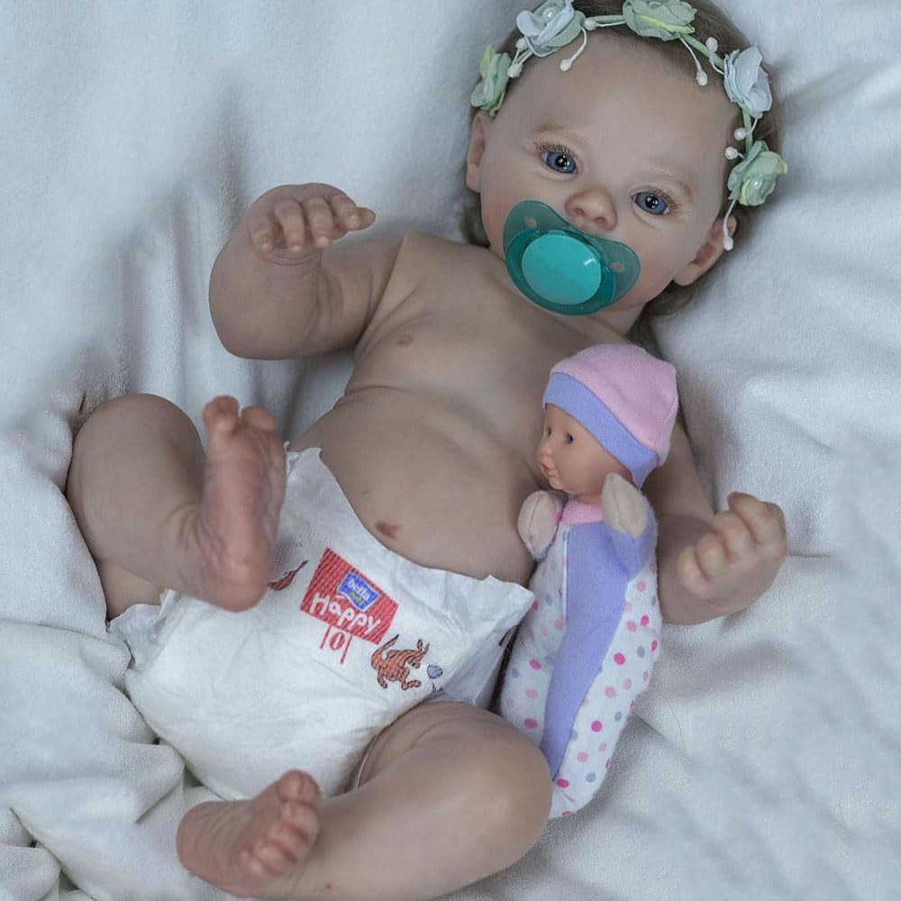 Zero Pam®️18 Zoll Realistische Reborn Babypuppen Mädchen Ganzkörper Silikon Vinyl Waschbar Lebendig Spielzeug Geschenk für Kinder