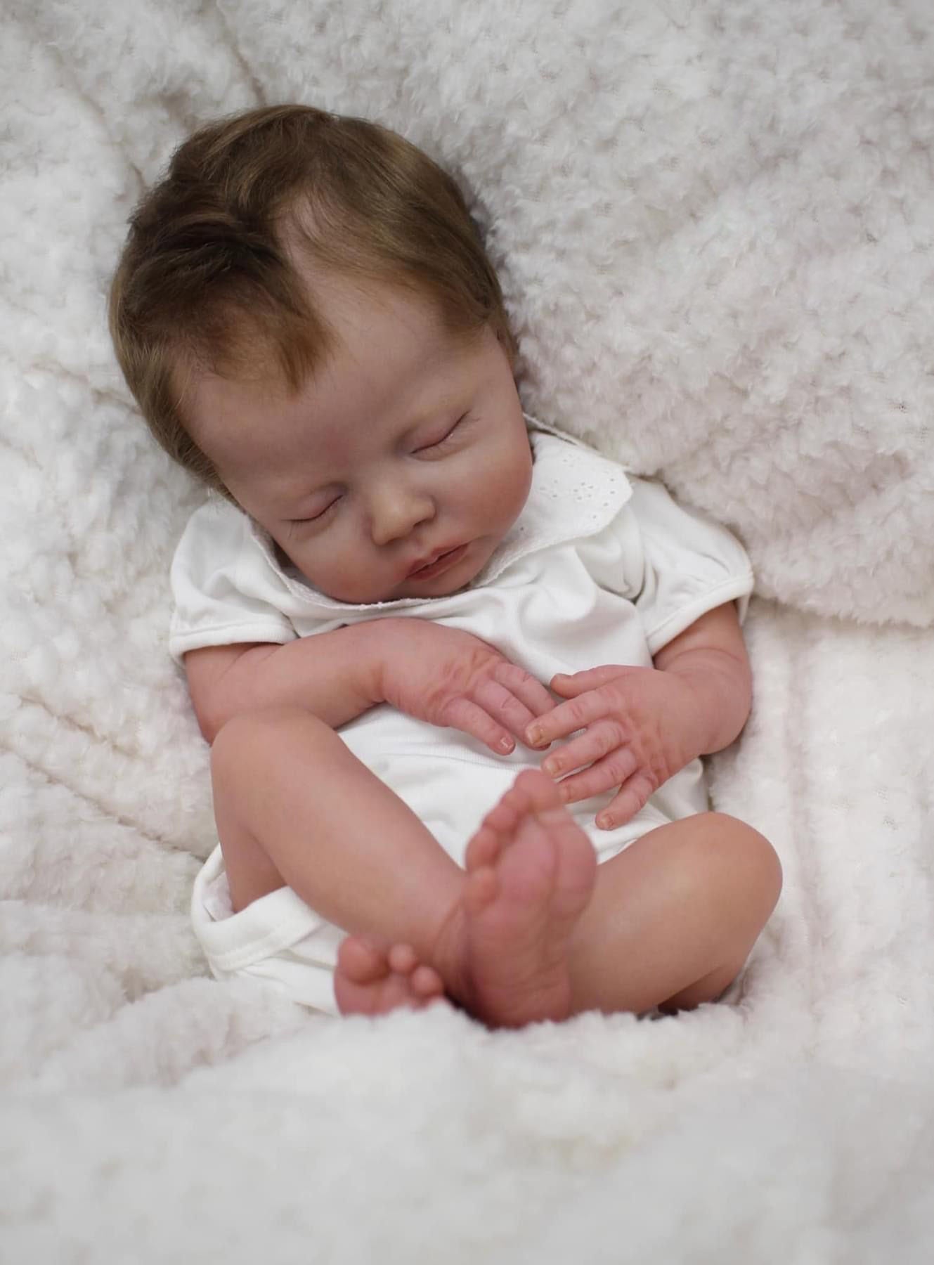 Zero Pam®️Handmade Reborn Dolls That Look Real 18 inch Lifelike Reborn Baby Dolls with Hand-rooted Brown Hair For Age 3+