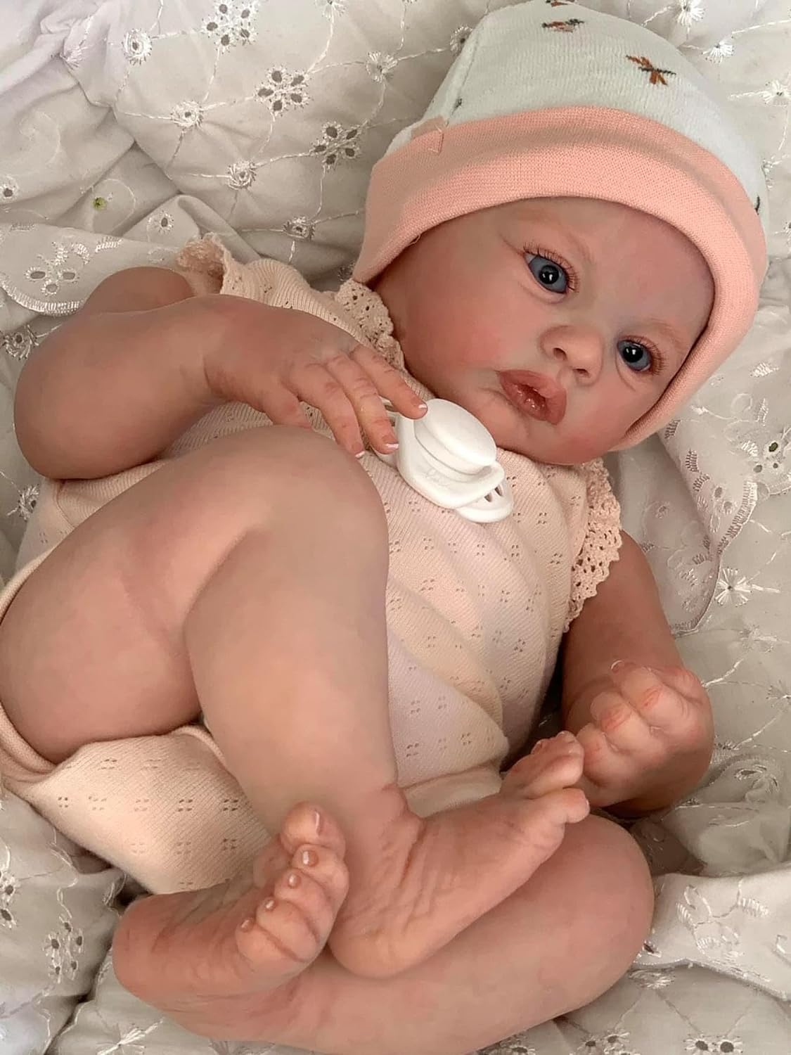 Zero Pam®️18 Inch Reborn Baby Doll, Lifelike Soft Body 3D Skin Hand-rooted Hair, Gift for Children