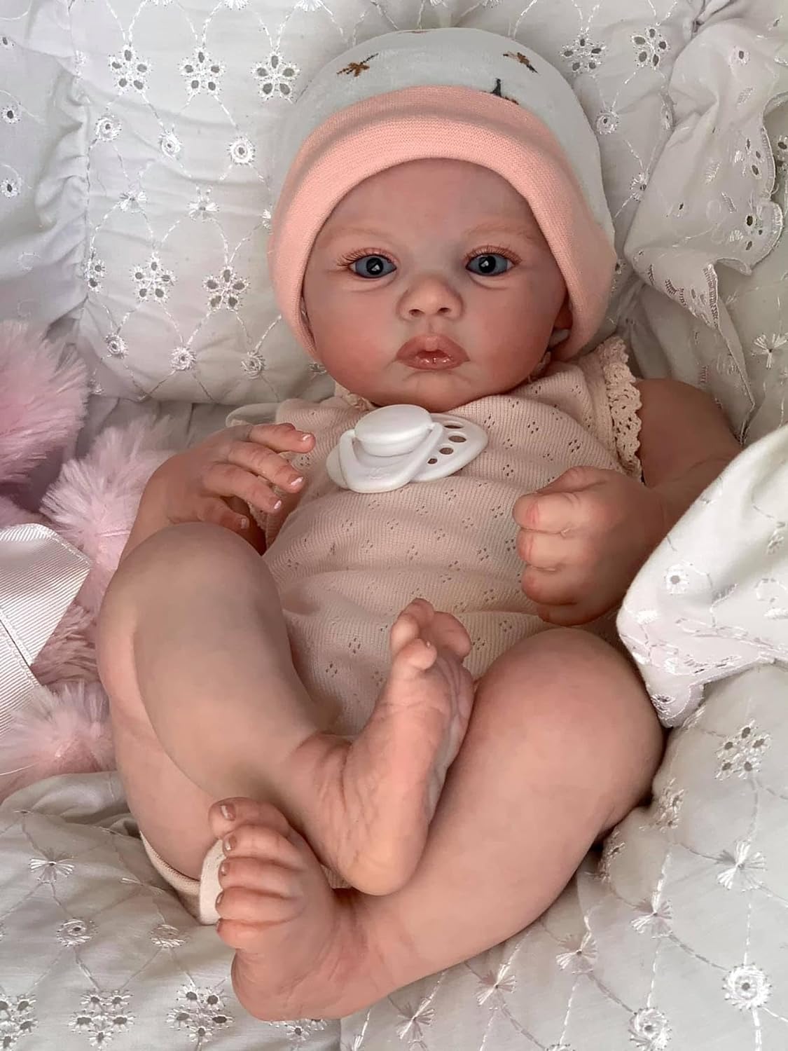 Zero Pam®️18 Inch Reborn Baby Doll, Lifelike Soft Body 3D Skin Hand-rooted Hair, Gift for Children