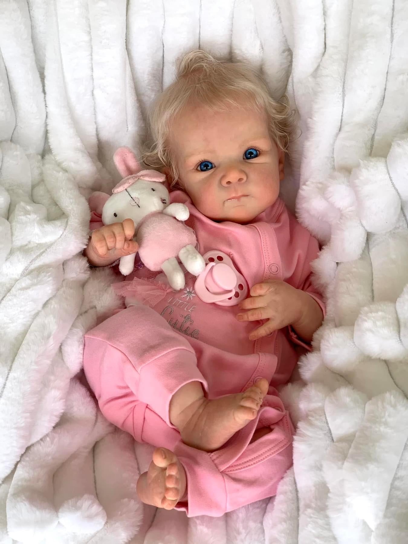 Zero Pam®️18 Inches Newborn Baby Dolls 45CM Lifelike Real Looking Reborn Baby Dolls with Hand-rooted Gold Hair Soft Cloth Body