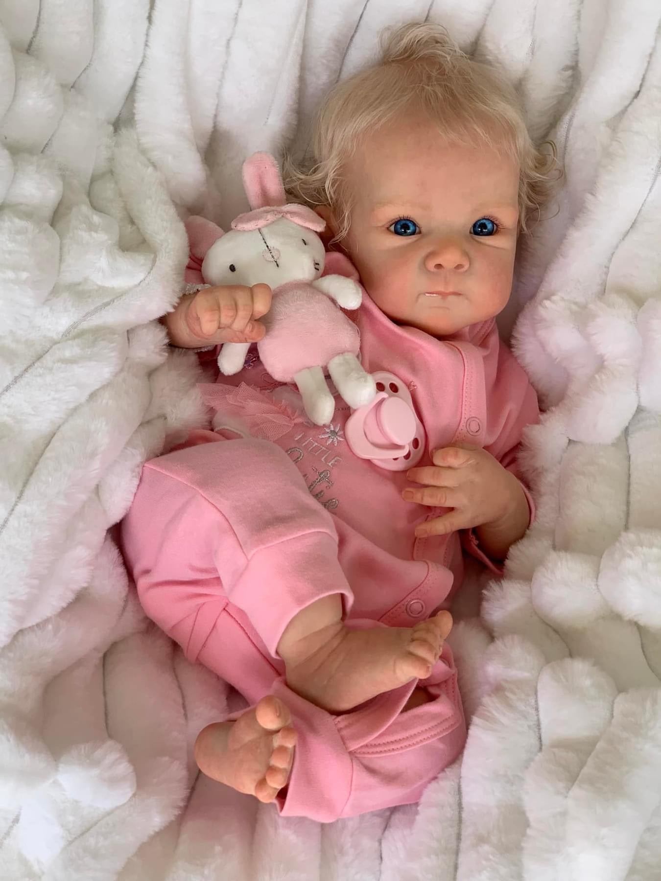 Zero Pam®️18 Inches Newborn Baby Dolls 45CM Lifelike Real Looking Reborn Baby Dolls with Hand-rooted Gold Hair Soft Cloth Body