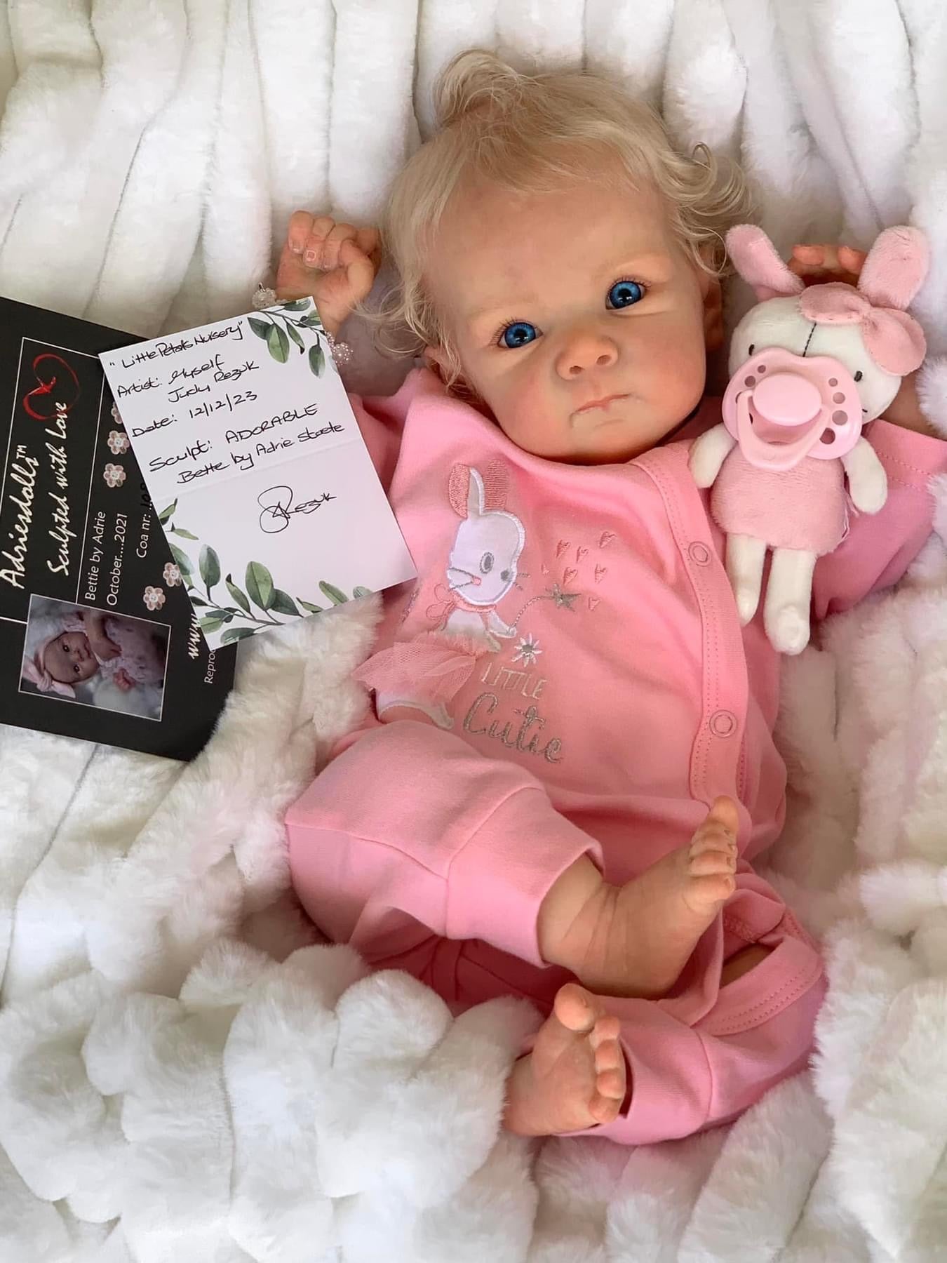 Zero Pam®️18 Inches Newborn Baby Dolls 45CM Lifelike Real Looking Reborn Baby Dolls with Hand-rooted Gold Hair Soft Cloth Body