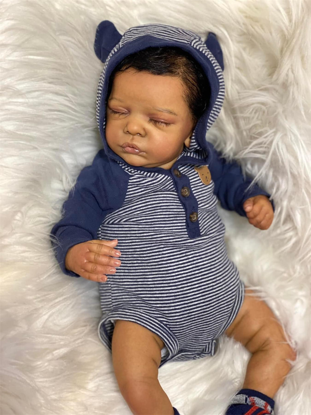 Zero Pam®️19 Inch African American Reborn Baby Dolls Realistic Real Newborn Black Reborn Toddler Dolls with Lifelike Veins