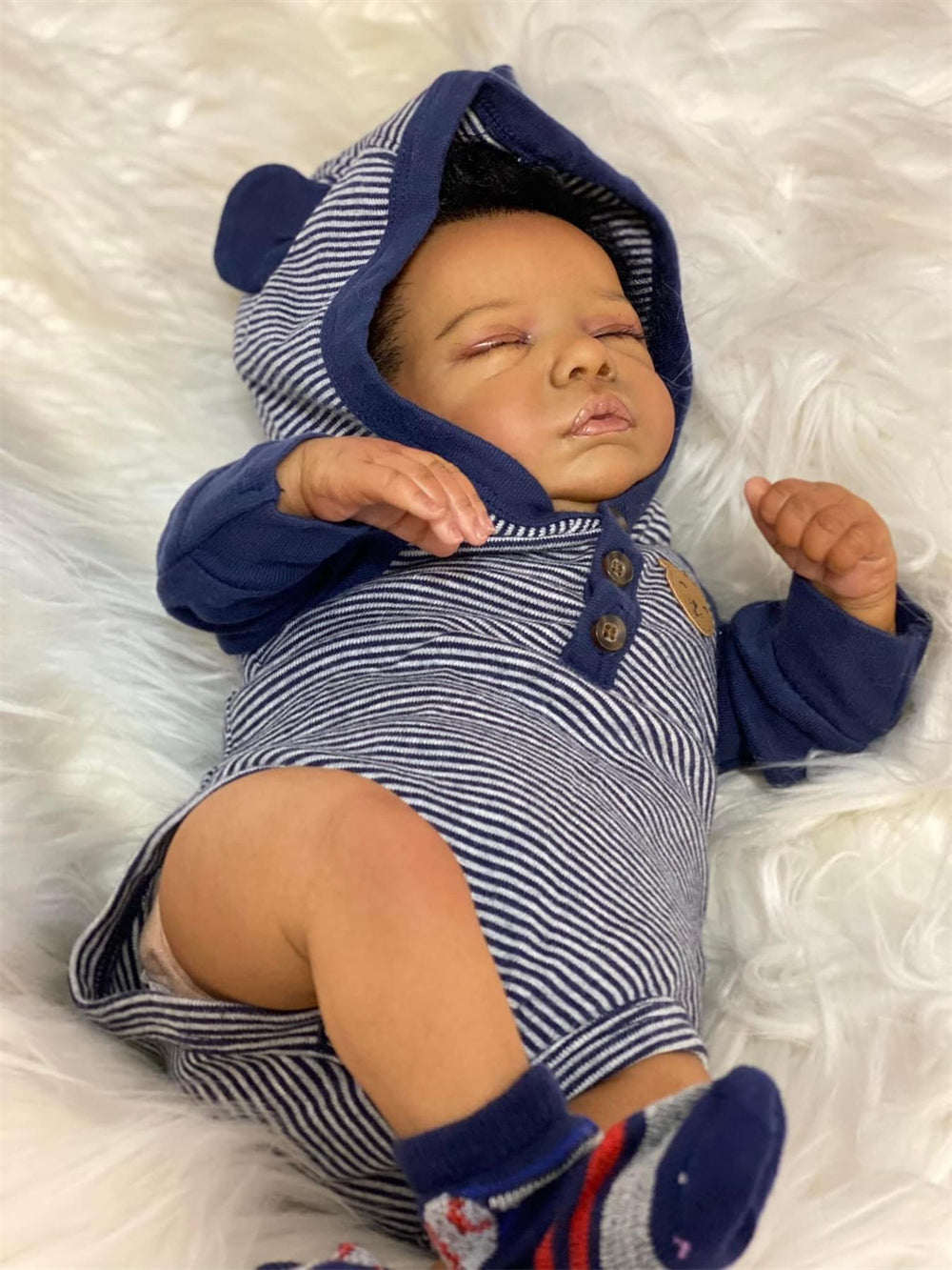 Zero Pam®️19 Inch African American Reborn Baby Dolls Realistic Real Newborn Black Reborn Toddler Dolls with Lifelike Veins