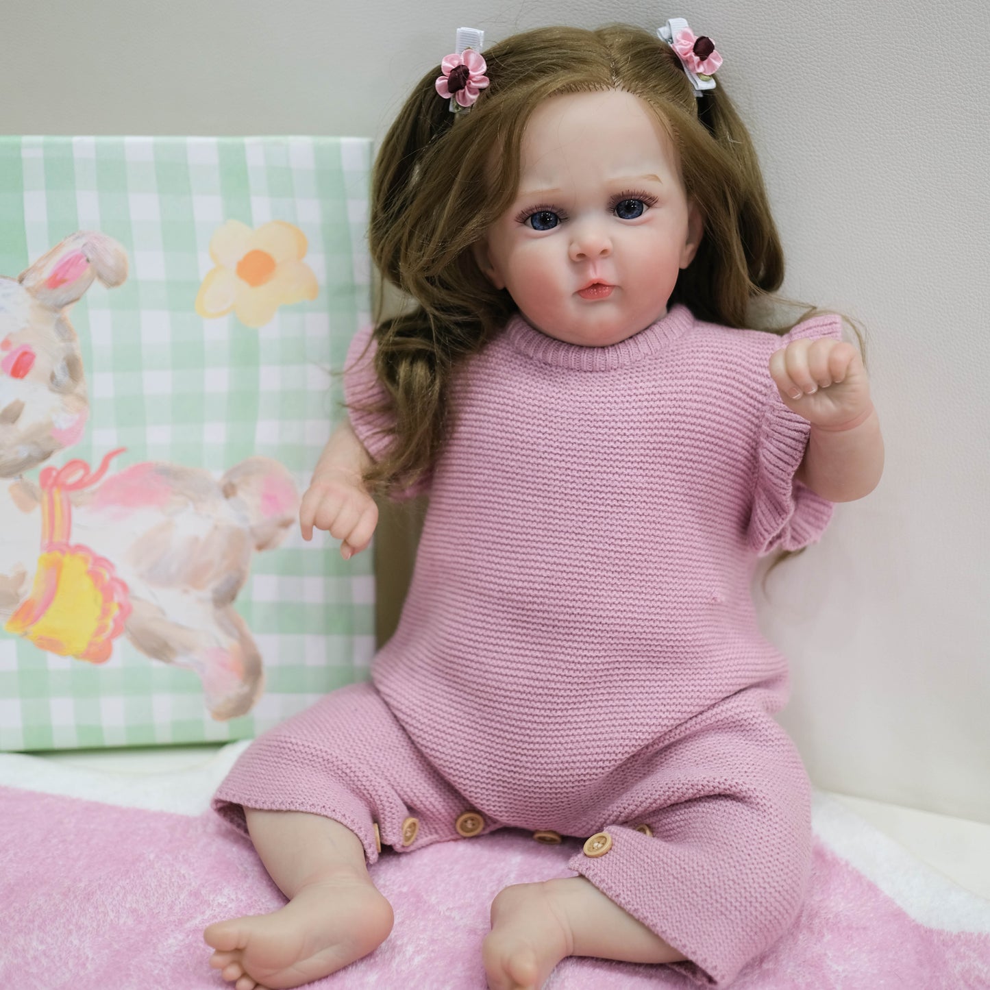 Zero Pam®️19 Inch Cute Realistic Reborn Baby Dolls Girls Look Real Toddler Newborn Doll with Hand-rooted Hair Soft Cloth Body