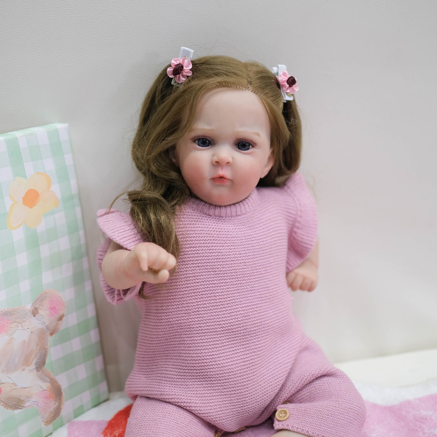 Zero Pam®️19 Inch Cute Realistic Reborn Baby Dolls Girls Look Real Toddler Newborn Doll with Hand-rooted Hair Soft Cloth Body