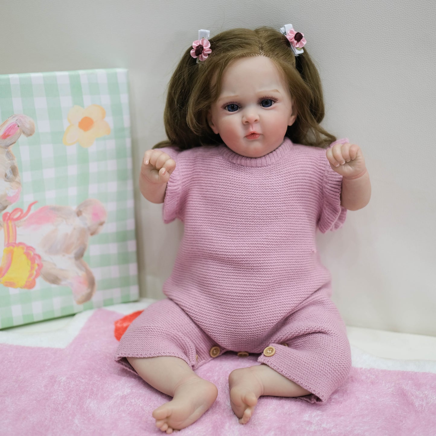 Zero Pam®️19 Inch Cute Realistic Reborn Baby Dolls Girls Look Real Toddler Newborn Doll with Hand-rooted Hair Soft Cloth Body