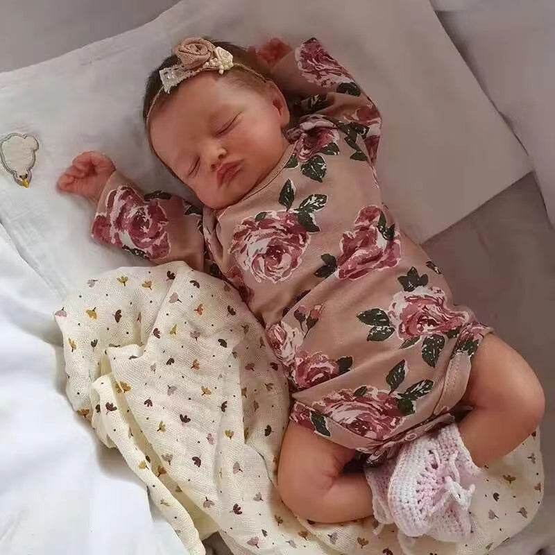 Zero Pam®️20 Inch Realistic Lifelike Reborn Baby Dolls Sleeping Newborn Vinyl Silicone  Baby Girl Doll Soft Cloth Body