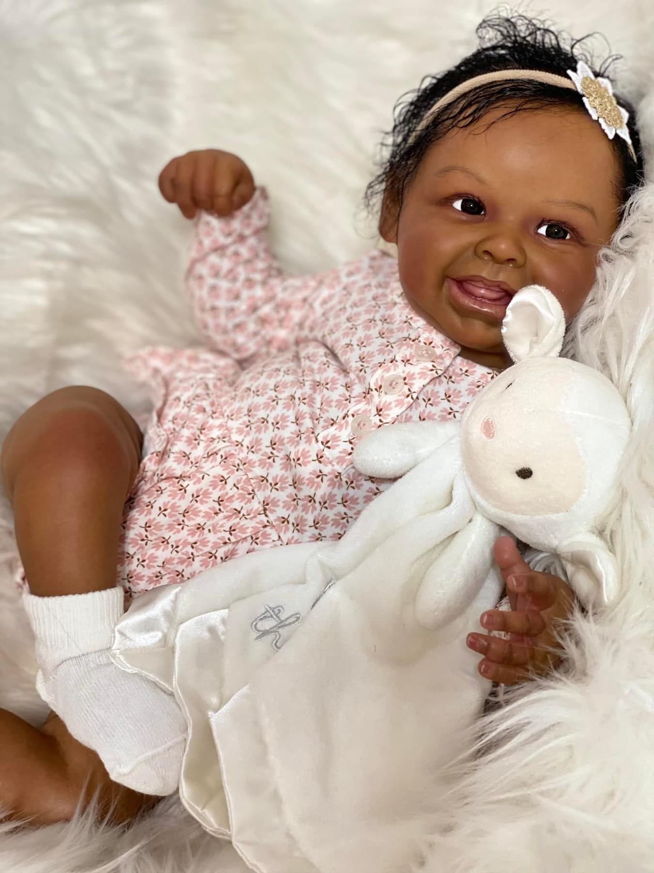 Zero Pam®️20-inch Lifelike Reborn Black Girl - Realistic Newborn Real Life Baby Dolls African American with 3D skin Toy Gift for Kids Age 3+